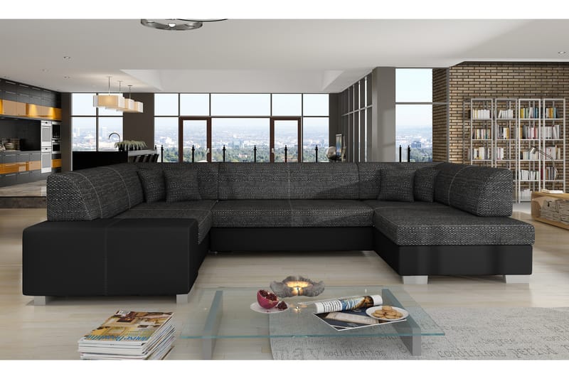 Jamaal Hörnbäddsoffa, Grå/Svart