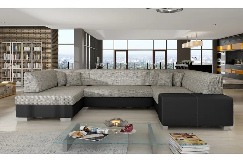 Jamaal Hörnbäddsoffa, Grå/Svart