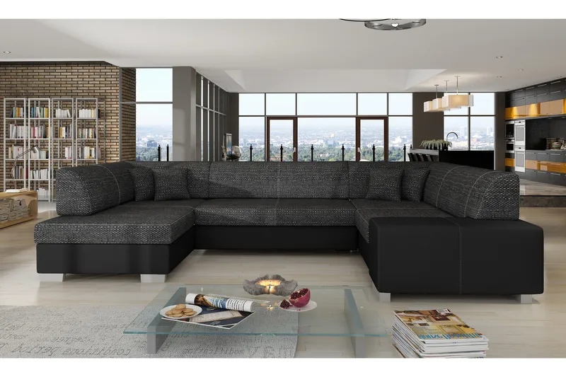 Jamaal Hörnbäddsoffa - Grå/Svart - Möbler - Soffa - Bäddsoffa