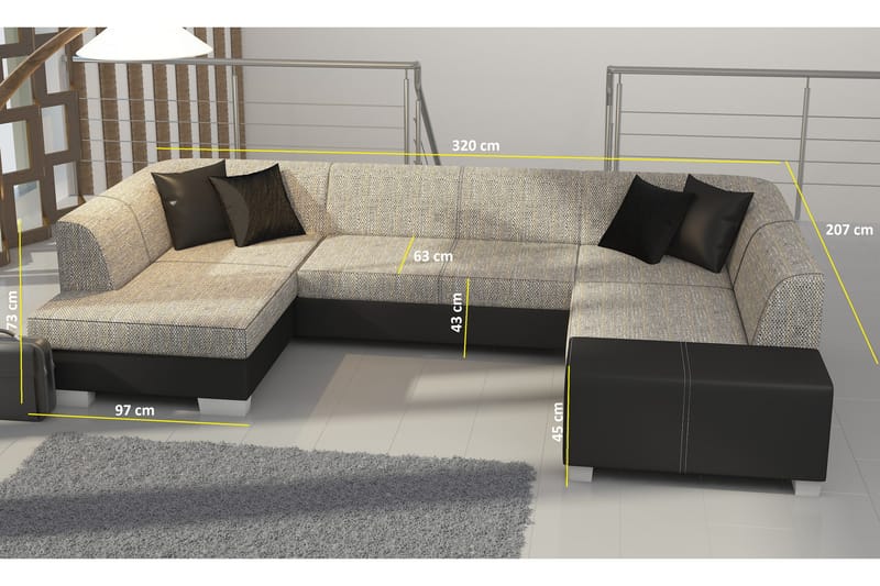 Jamaal Hörnbäddsoffa - Grå/Svart - Möbler - Soffa - Bäddsoffa