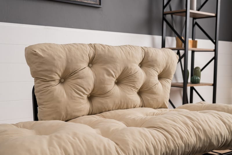 Jenica 2-sits Fällbar Bäddsoffa i Tyg med Metallben - Beige - Möbler - Soffa - Bäddsoffa