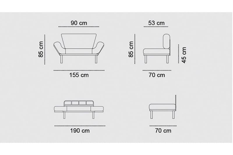Jenica 2-sits Fällbar Bäddsoffa i Tyg med Metallben - Beige - Möbler - Soffa - Bäddsoffa