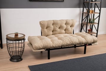 Jenica 2-sits Fällbar Bäddsoffa i Tyg med Metallben - Beige - Möbler - Soffa - Bäddsoffa
