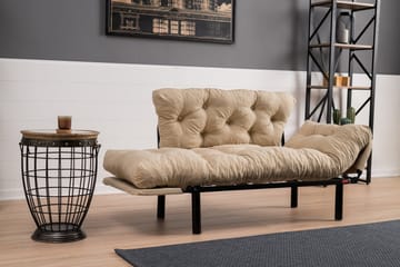Jenica 2-sits Fällbar Bäddsoffa i Tyg med Metallben - Beige - Möbler - Soffa - Bäddsoffa