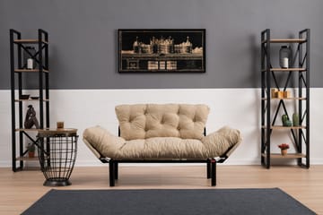Jenica 2-sits Fällbar Bäddsoffa i Tyg med Metallben - Beige - Möbler - Soffa - Bäddsoffa