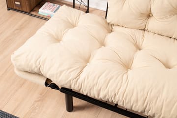 Jenica 2-sits Fällbar Bäddsoffa i Tyg med Metallben - Beige - Möbler - Soffa - Bäddsoffa