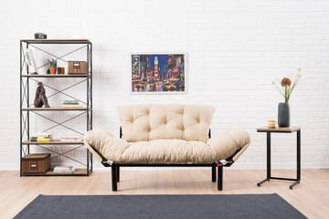 Jenica 2-sits Fällbar Bäddsoffa i Tyg med Metallben - Beige - Möbler - Soffa - Bäddsoffa