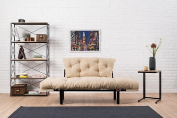 Jenica 2-sits Fällbar Bäddsoffa i Tyg med Metallben - Beige - Möbler - Soffa - Bäddsoffa