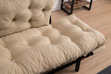 Jenica 2-sits Fällbar Bäddsoffa i Tyg med Metallben - Beige - Möbler - Soffa - Bäddsoffa