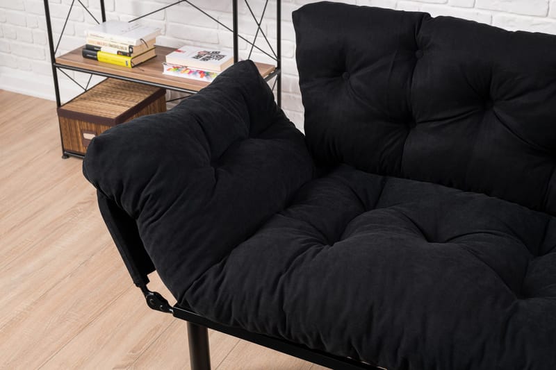 Jenica 2-sits Fällbar Bäddsoffa i Tyg med Metallben - Svart - Möbler - Soffa - Bäddsoffa