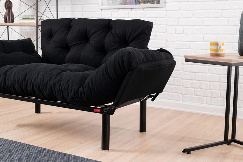 Jenica 2-sits Fällbar Bäddsoffa i Tyg med Metallben - Svart - Möbler - Soffa - Bäddsoffa