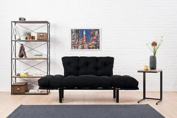 Jenica 2-sits Fällbar Bäddsoffa i Tyg med Metallben - Svart - Möbler - Soffa - Bäddsoffa