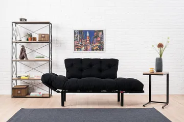 Jenica 2-sits Fällbar Bäddsoffa i Tyg med Metallben - Svart - Möbler - Soffa - Bäddsoffa