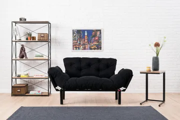 Jenica 2-sits Fällbar Bäddsoffa i Tyg med Metallben - Svart - Möbler - Soffa - Bäddsoffa