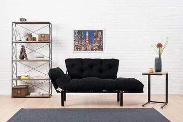 Jenica 2-sits Fällbar Bäddsoffa i Tyg med Metallben - Svart - Möbler - Soffa - Bäddsoffa