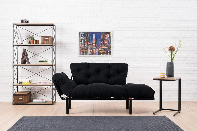 Jenica 2-sits Fällbar Bäddsoffa i Tyg med Metallben - Svart - Möbler - Soffa - Bäddsoffa