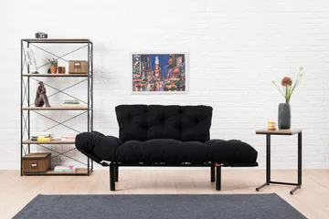 Jenica 2-sits Fällbar Bäddsoffa i Tyg med Metallben - Svart - Möbler - Soffa - B äddsoffa