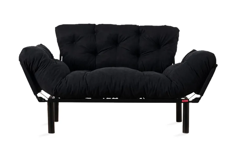 Jenica 2-sits Fällbar Bäddsoffa i Tyg med Metallben, Svart