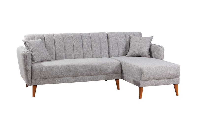 Jenick 3-sits Höger L-formad Hörnbäddsoffa i Tyg - Grå - Möbler - Soffa - Bäddsoffa