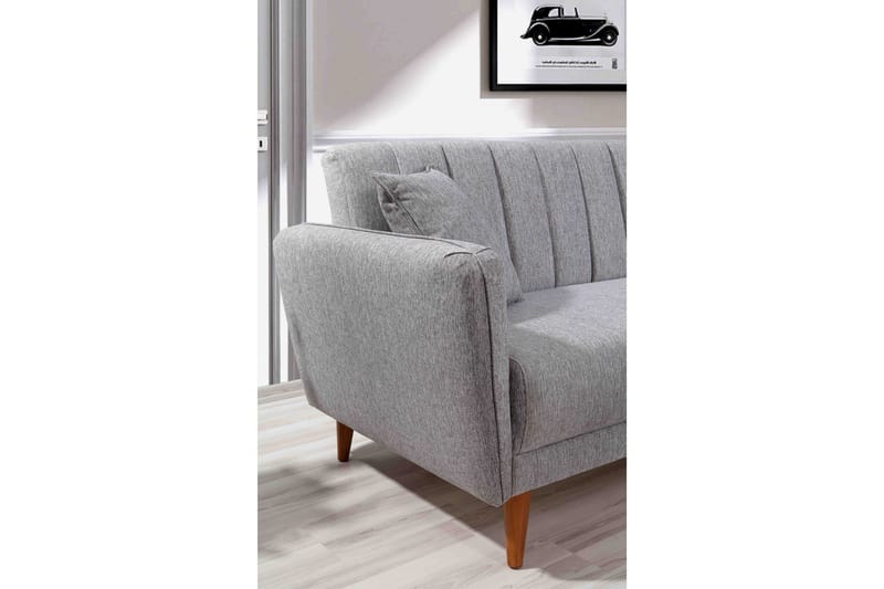 Jenick 3-sits Höger L-formad Hörnbäddsoffa i Tyg - Grå - Möbler - Soffa - Bäddsoffa