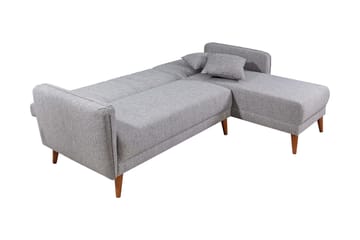 Jenick 3-sits Höger L-formad Hörnbäddsoffa i Tyg - Grå - Möbler - Soffa - Bäddsoffa
