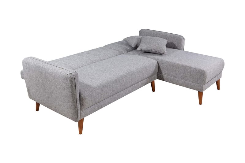 Jenick 3-sits Höger L-formad Hörnbäddsoffa i Tyg - Grå - Möbler - Soffa - Bäddsoffa