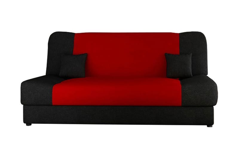 Jonas Bäddsoffa 195x87x86 cm - Röd/svart - Bäddsoffa - Bäddsoffa 3 sits - Sammetssoffa