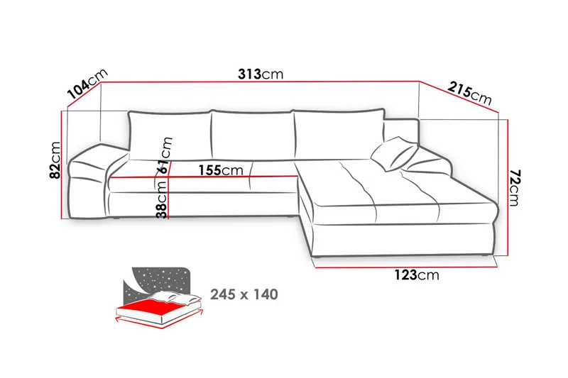 Julissa Hörnsoffa NO_BRAND Idalia 8 - Möbler - Soffa - Bäddsoffa