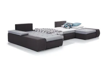 Jurtiga 4-sits U-formad Bäddsoffa 122x297 cm med Förvaring i Tyg - Grå - Möbler - Soffa - Bäddsoffa