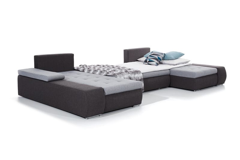 Jurtiga 4-sits U-formad Bäddsoffa 122x297 cm med Förvaring i Tyg - Grå - Möbler - Soffa - Bäddsoffa