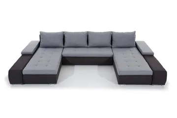 Jurtiga 4-sits U-formad Bäddsoffa 122x297 cm med Förvaring i Tyg - Grå - Möbler - Soffa - Bäddsoffa