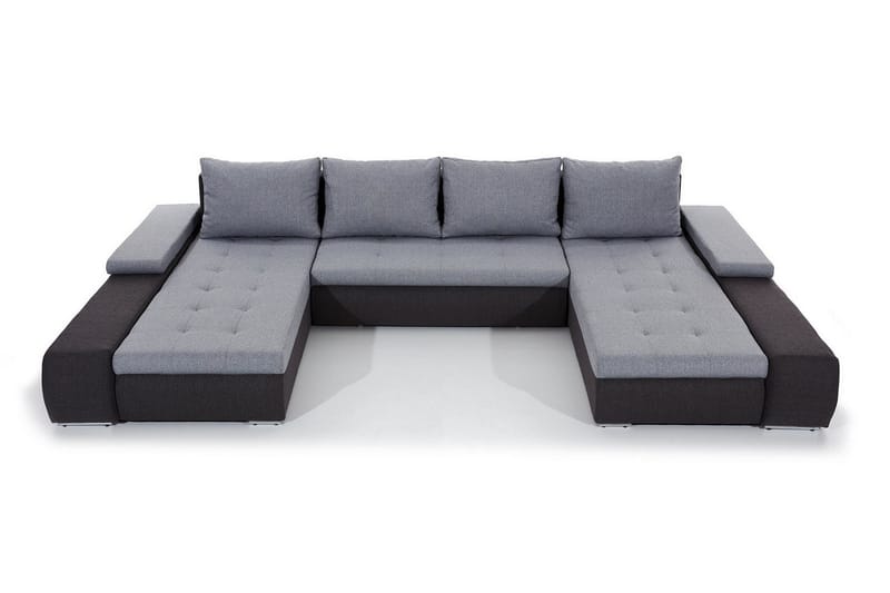 Jurtiga 4-sits U-formad Bäddsoffa 122x297 cm med Förvaring i Tyg - Grå - Möbler - Soffa - Bäddsoffa