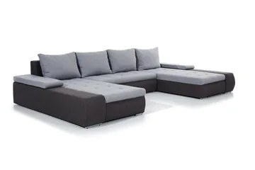 Jurtiga 4-sits U-formad Bäddsoffa 122x297 cm med Förvaring i Tyg - Grå - Möbler - Soffa - Bäddsoffa