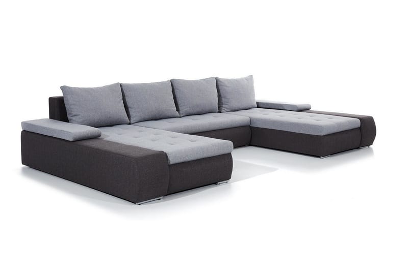 Jurtiga 4-sits U-formad Bäddsoffa 122x297 cm med Förvaring i Tyg - Grå - Möbler - Soffa - Bäddsoffa