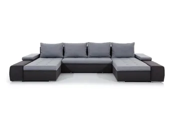 Jurtiga 4-sits U-formad Bäddsoffa 122x297 cm med Förvaring i Tyg - Grå - Möbler - Soffa - Bäddsoffa