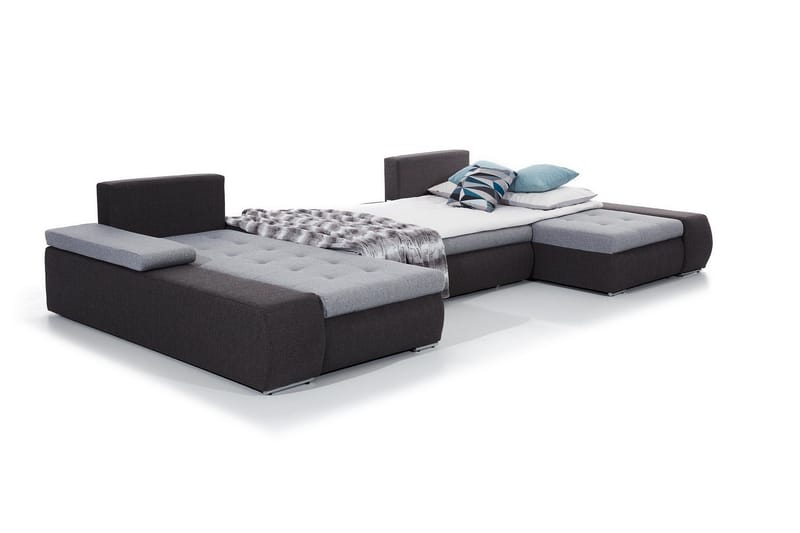 Jurtiga 4-sits U-formad Bäddsoffa 122x297 cm med Förvaring i Tyg - Grå - Möbler - Soffa - Bäddsoffa
