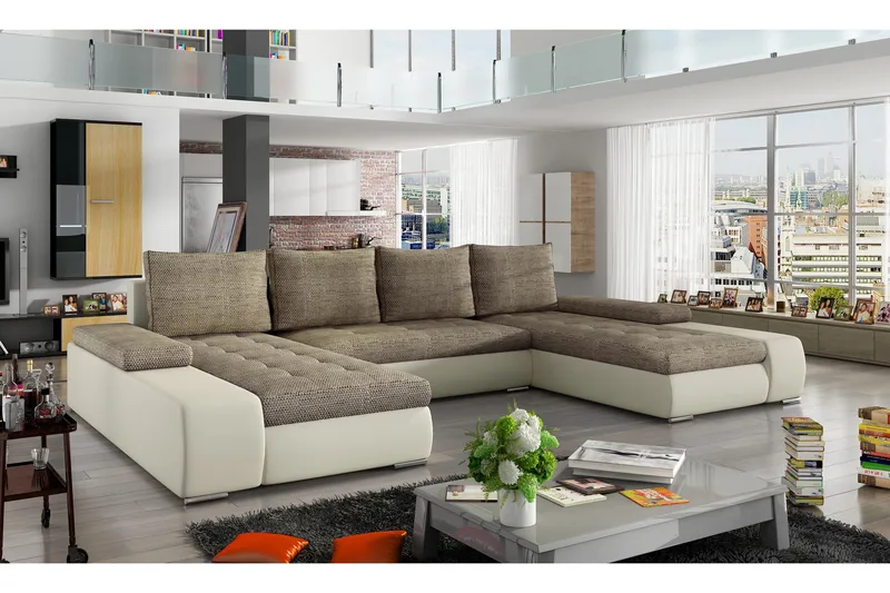 Jurtiga Bäddsoffa med Dubbeldivan - Beige - Möbler - Soffa - Bäddsoffa