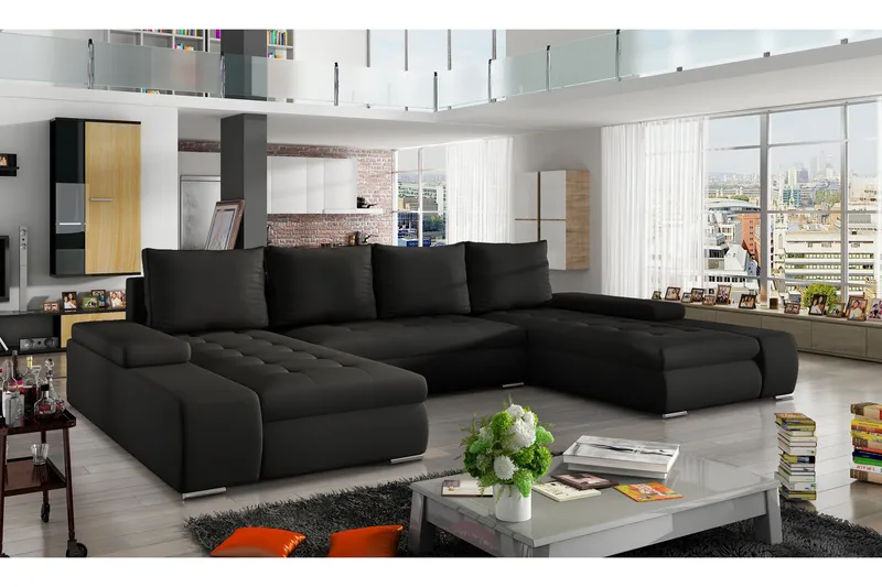 Jurtiga Bäddsoffa med Dubbeldivan - Svart - Möbler - Soffa - Bäddsoffa