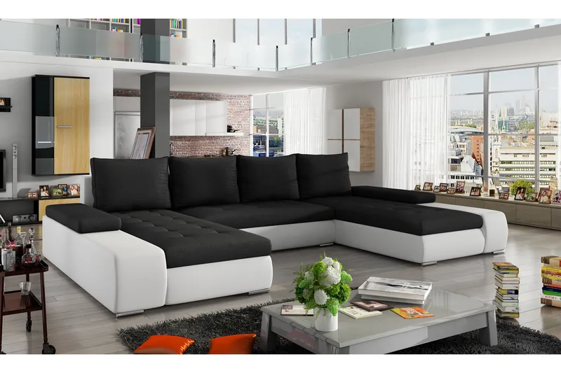 Jurtiga Bäddsoffa med Dubbeldivan - Svart/Vit - Möbler - Soffa - Bäddsoffa