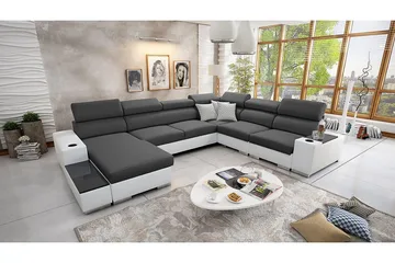 Kahundji Vänster Hörnbäddsoffa 127x284 cm med Förvaring i Tyg - Antracit - Möbler - Soffa - Bäddsoffa