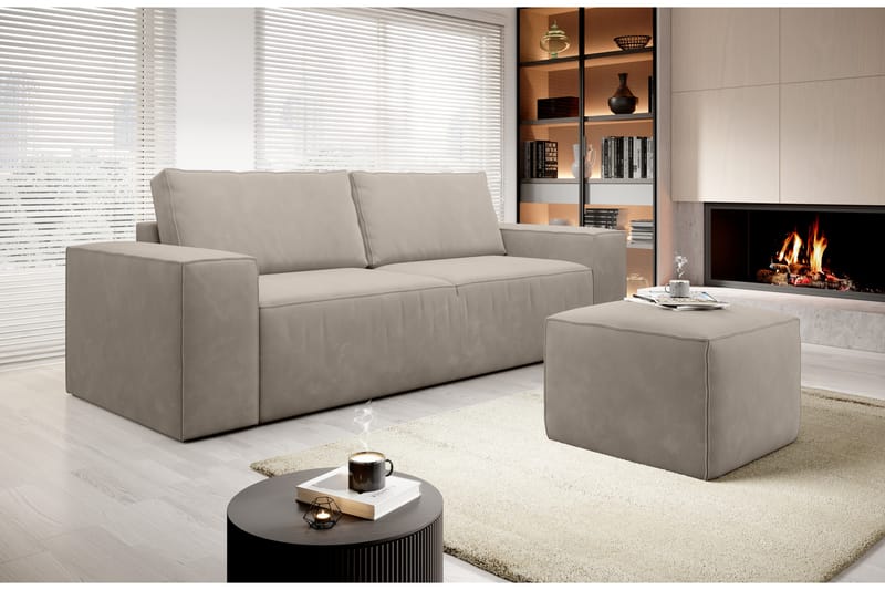 Kamli Bäddsoffa 3-sits med Förvaring - Beige - Möbler - Soffa - Bäddsoffa