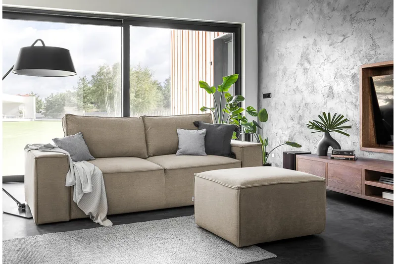 Kamli Bäddsoffa 3-sits med Förvaring - Beige - Möbler - Soffa - Bäddsoffa