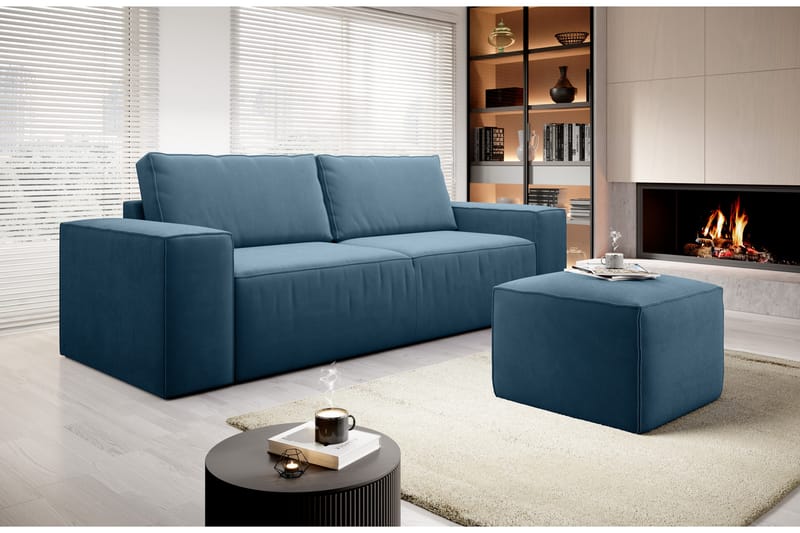 Kamli Bäddsoffa 3-sits med Förvaring - Blå - Möbler - Soffa - Bäddsoffa