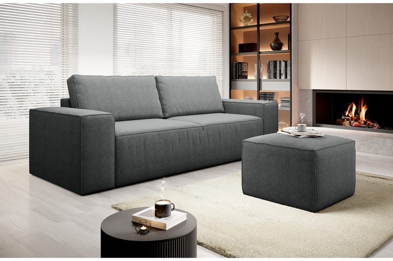 Kamli Bäddsoffa 3-sits med Förvaring - Grå - Möbler - Soffa - Bäddsoffa