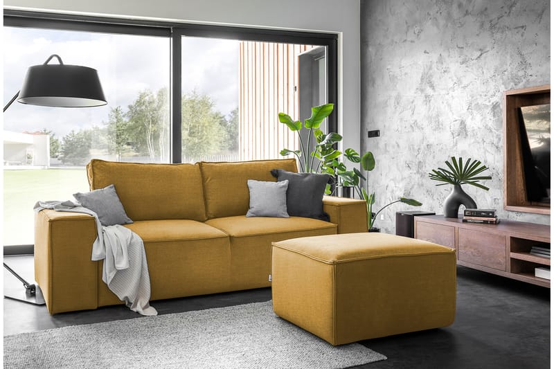 Kamli Bäddsoffa 3-sits med Förvaring - Gul - Möbler - Soffa - Bäddsoffa