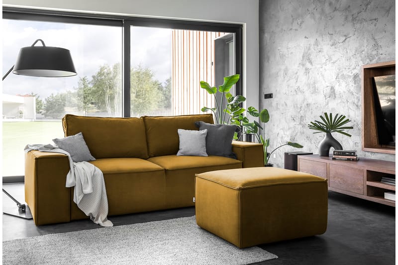 Kamli Bäddsoffa 3-sits med Förvaring - Gul - Möbler - Soffa - Bäddsoffa