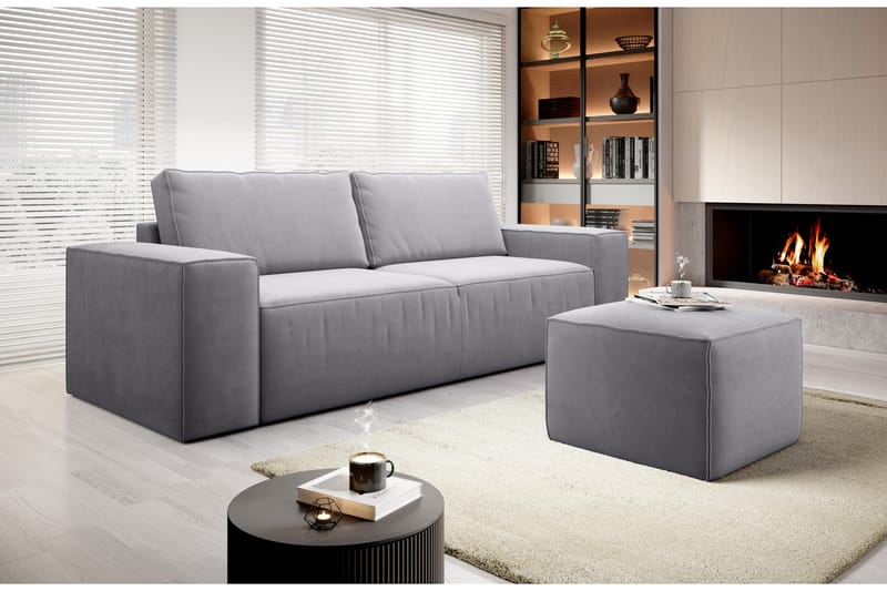 Kamli Bäddsoffa 3-sits med Förvaring - Ljusgrå - Möbler - Soffa - Bäddsoffa