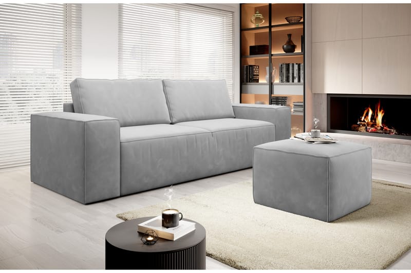Kamli Bäddsoffa 3-sits med Förvaring - Ljusgrå - Möbler - Soffa - Bäddsoffa