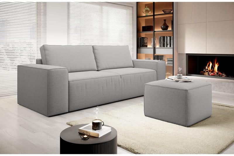 Kamli Bäddsoffa 3-sits med Förvaring - Ljusgrå - Möbler - Soffa - Bäddsoffa