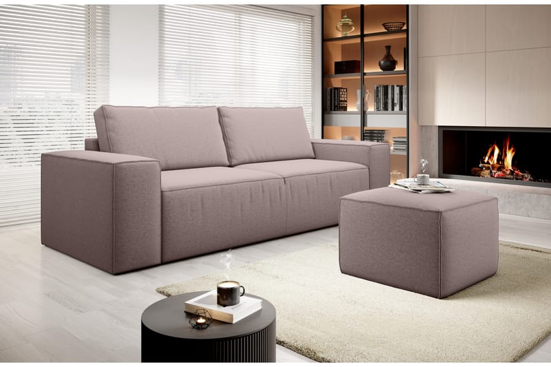Kamli Bäddsoffa 3-sits med Förvaring - Ljusrosa - Möbler - Soffa - Bäddsoffa